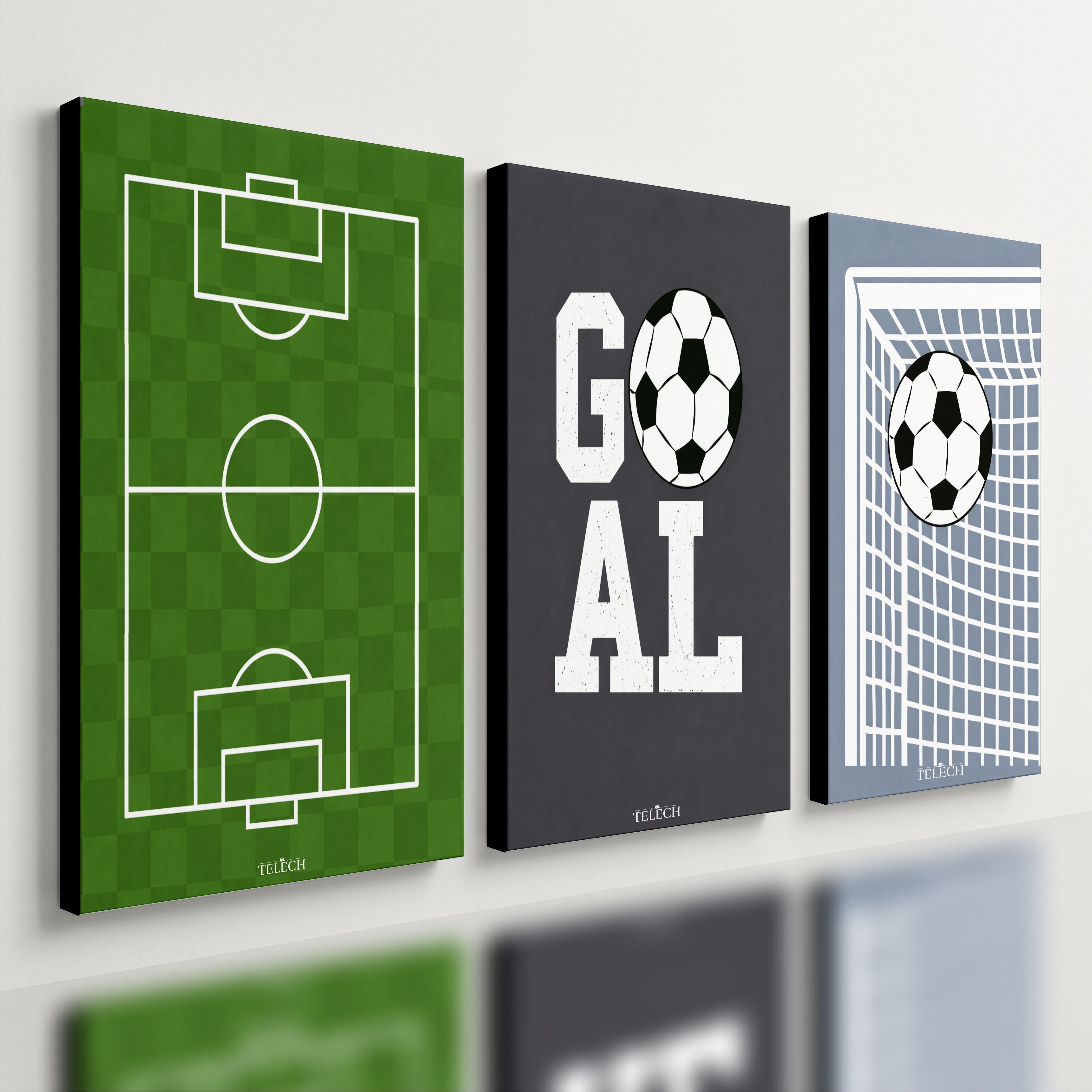 Kit 3 Quadro Decorativo Futebol Bola Quarto Infantil Menino