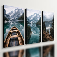 Kit3 Quadro Decorativo Aesthetic Montanha Lago Neve Paisagem Qualidade Premium Moderno
