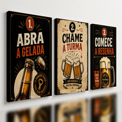 Kit 3 Quadro Decorativo Cerveja Bar Boteco Frases Moderno est2