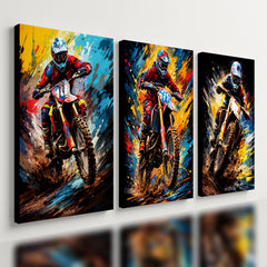 Kit 3 Quadro Decorativo Motocross Trilha Off Road Moto