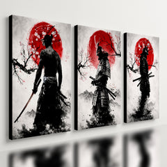 Kit 3 Quadro Decorativo Samurai Japão Ninja Espada Moderno Qualidade Premium