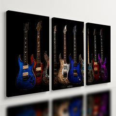 Kit 3 Quadro Decorativo Guitarra Musica Rock Instrumento