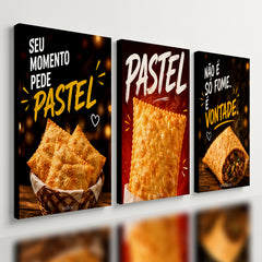 Kit 3 Quadro Decorativo Pastel Lanchonete Pastelaria est1