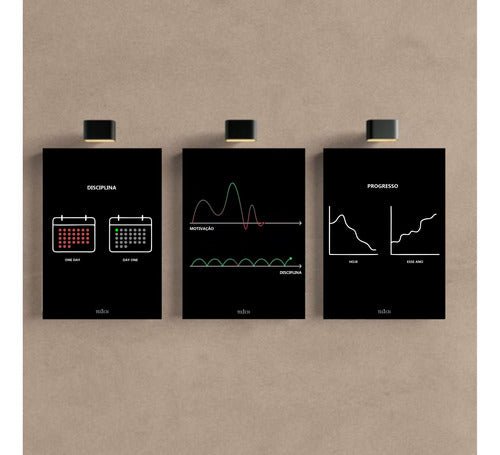 Kit 3 - Quadro Disciplina Foco