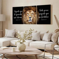 Kit 3 Quadro Decorativo Leão de Judá