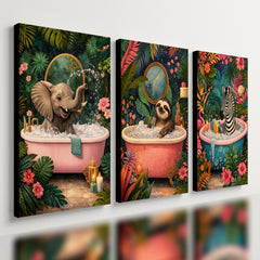 Kit 3 Quadro Decorativo Animais Banheiro Lavabo Toilette Moderno