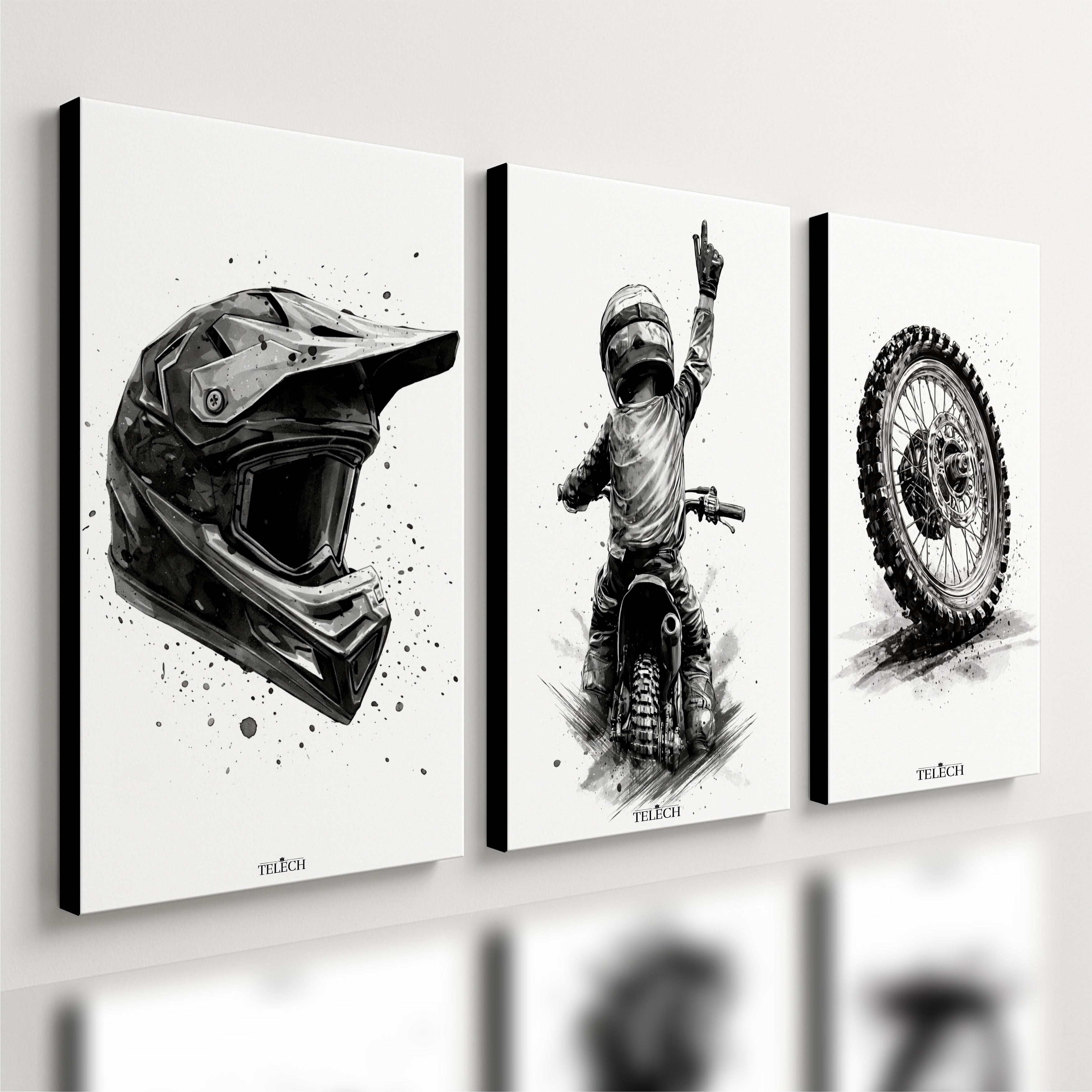 Kit 3 Quadro Decorativo Infantil Motocross Trilha Enduro