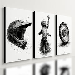 Kit 3 Quadro Decorativo Infantil Motocross Trilha Enduro