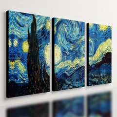 Kit 3 Quadro Decorativo Noite Estrelada