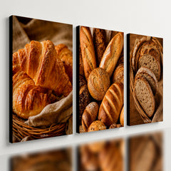 Kit 3 Quadro Decorativo Pães Pão Padaria Panificadora Moderno