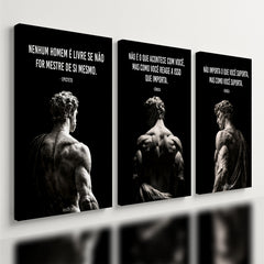 Kit 3 Quadro Decorativo Estoicismo Filosofia Sêneca Grécia