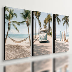 Kit 3 Quadro Decorativo Surf Verão Praia Kombi Praia Mar Qualidade Premium Moderno