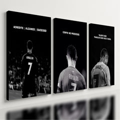 Kit 3 - Quadro Cr7 Motivacional