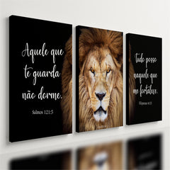 Kit 3 Quadro Decorativo Leão de Judá