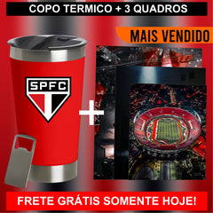 KIT Copo térmico + 3 Quadros do São Paulo