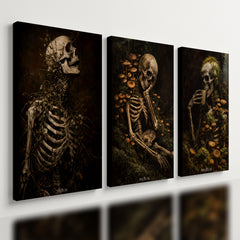 Kit 3 Quadro Decorativo Caveira Esqueleto Natureza Vintage