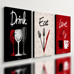 Kit 3 Quadro Decorativo Cozinha Copa Gourmet Frases Jantar