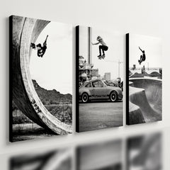 Kit 3 Quadro Decorativo Skate Street Art Skatista Urban Moderno
