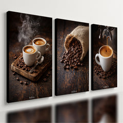 Kit 3 Quadro Decorativo Café Moderno Cafeteria Restaurante Qualidade Premium