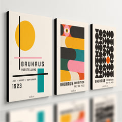 Kit3 Quadro Decorativo Abstrato Bauhaus Minimalista Colorido Moderno Luxo Qualidade Premium