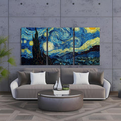 Kit 3 Quadro Decorativo Noite Estrelada