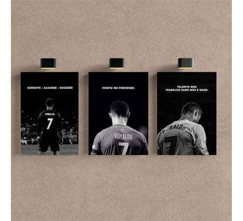 Kit 3 - Quadro Cr7 Motivacional