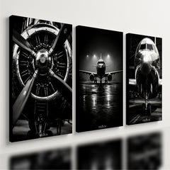 Kit 3 Quadro Decorativo Avião Jato Aviação Aeronáutica Luxo
