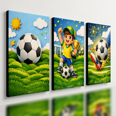 Kit 3 Quadro Decorativo Futebol Infantil Quarto Menino Bebê Moderno